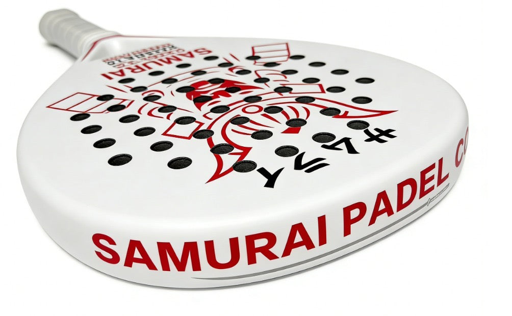 Samurai Padel Co Katana 1.0 White Padel Racket – Carbon & Glass Fibre Face, Lightweight EVA Core, Medium Balance Control & Power Paddle for Beginner and Intermediate Players