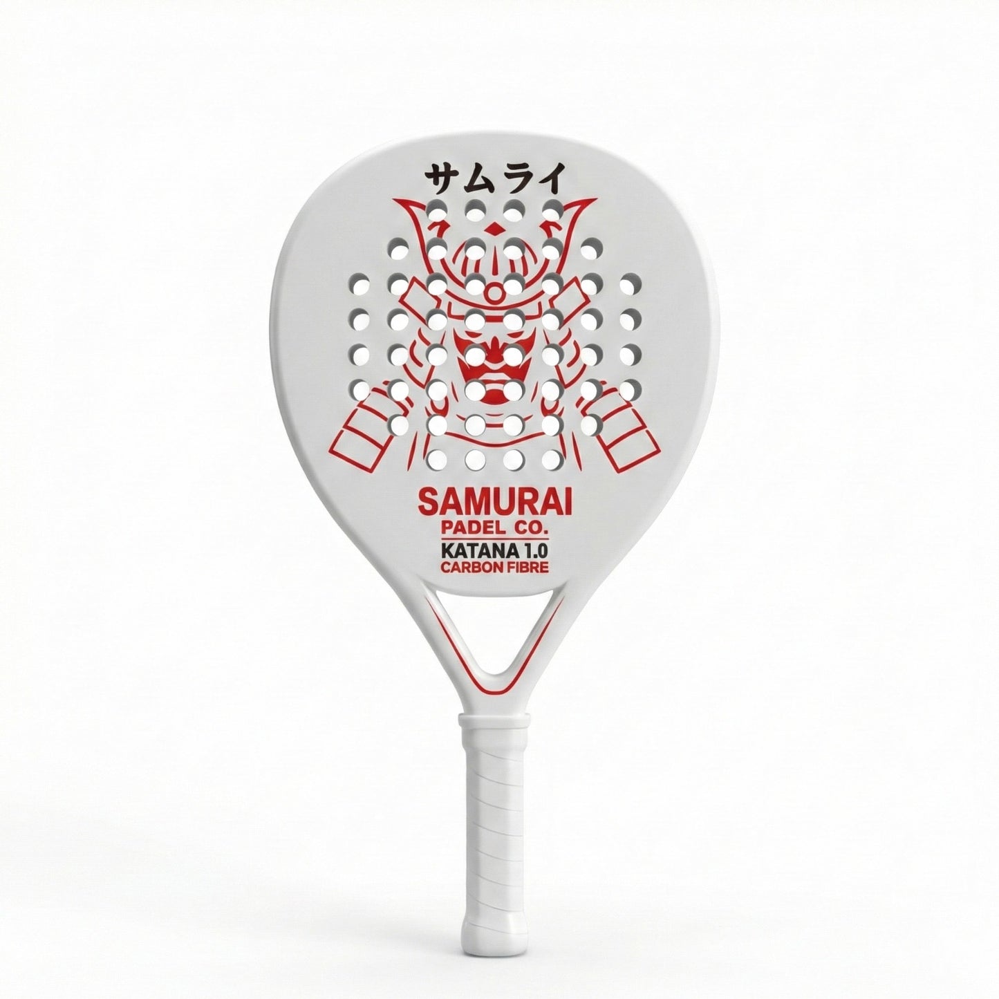 Samurai Padel Co Katana 1.0 White Padel Racket – Carbon & Glass Fibre Face, Lightweight EVA Core, Medium Balance Control & Power Paddle for Beginner and Intermediate Players