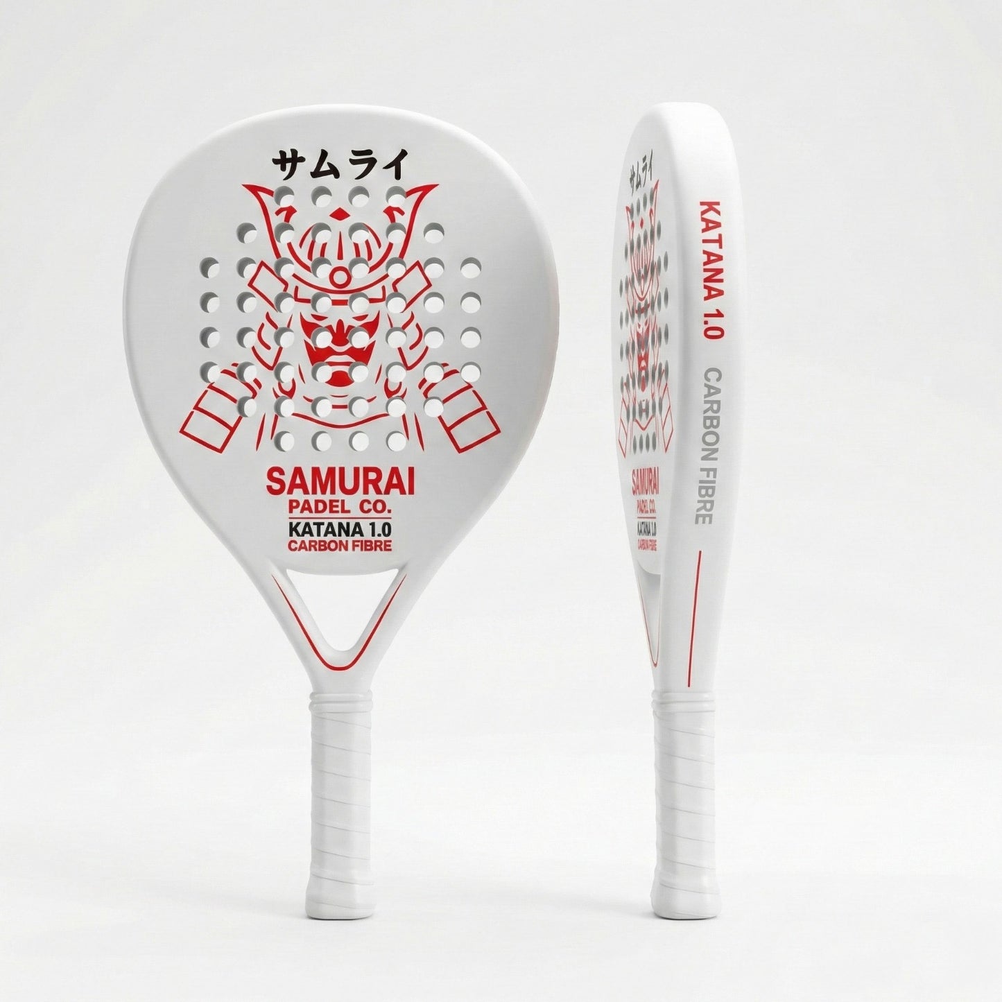 Samurai Padel Co Katana 1.0 White Padel Racket – Carbon & Glass Fibre Face, Lightweight EVA Core, Medium Balance Control & Power Paddle for Beginner and Intermediate Players