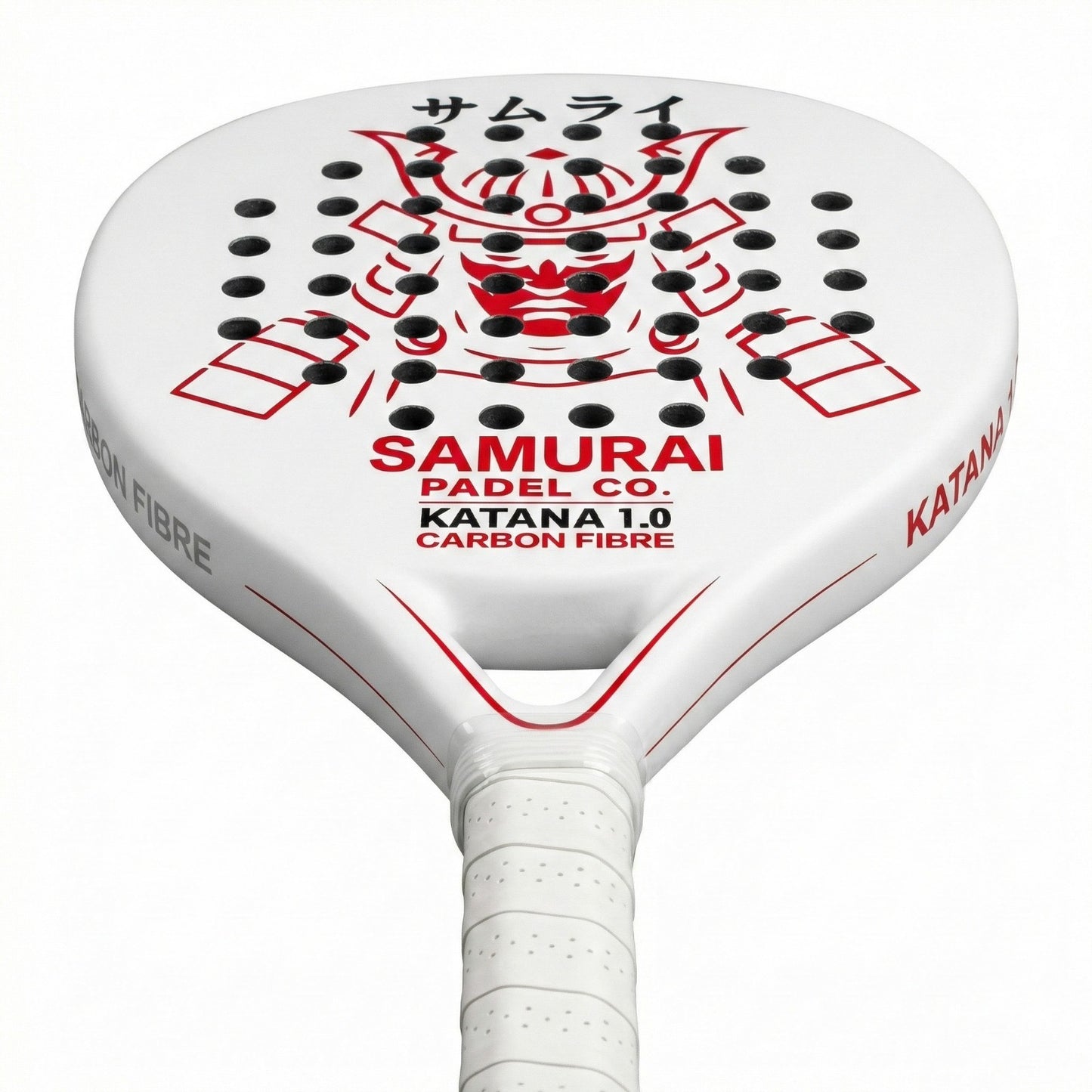 Samurai Padel Co Katana 1.0 White Padel Racket – Carbon & Glass Fibre Face, Lightweight EVA Core, Medium Balance Control & Power Paddle for Beginner and Intermediate Players