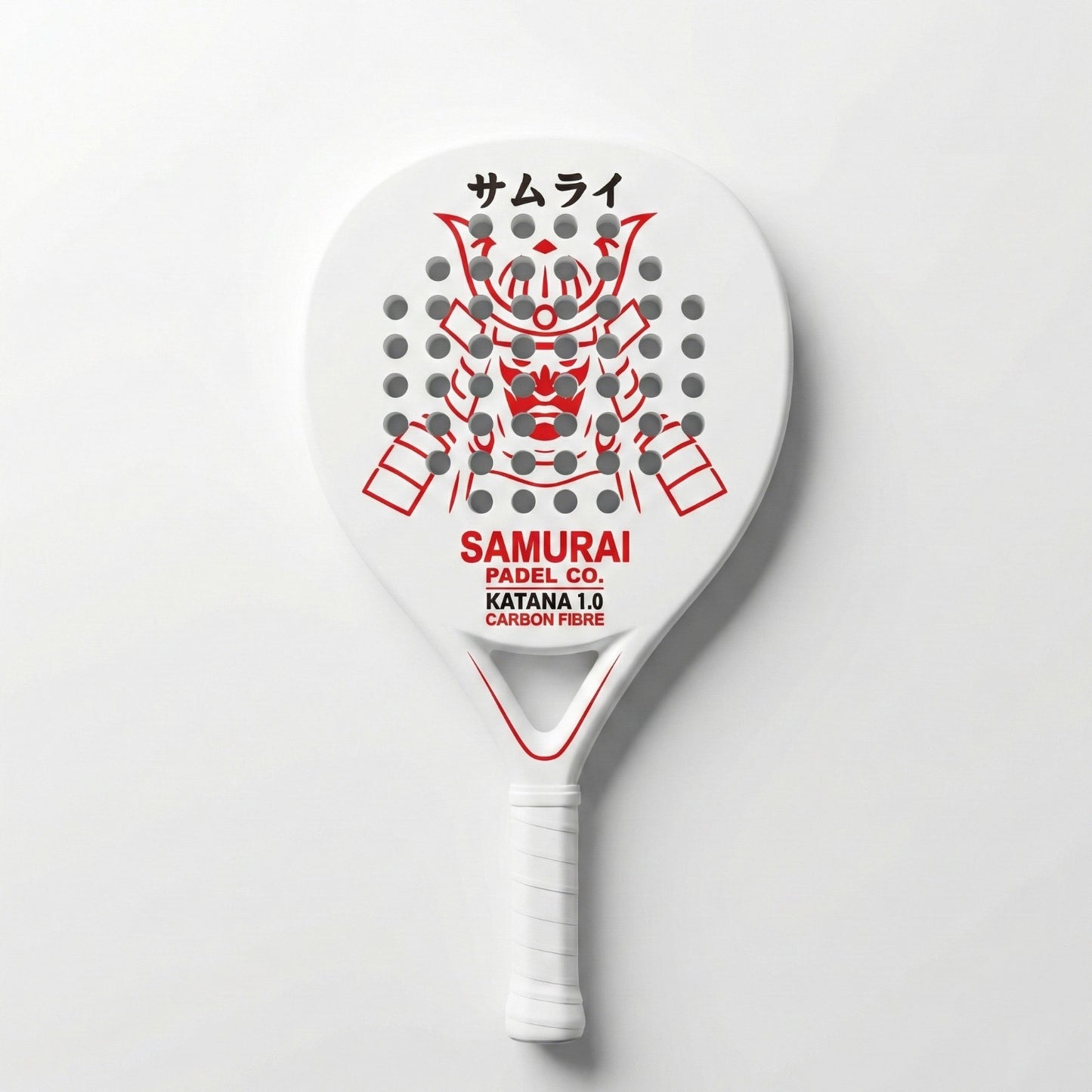 Samurai Padel Co Katana 1.0 White Padel Racket – Carbon & Glass Fibre Face, Lightweight EVA Core, Medium Balance Control & Power Paddle for Beginner and Intermediate Players